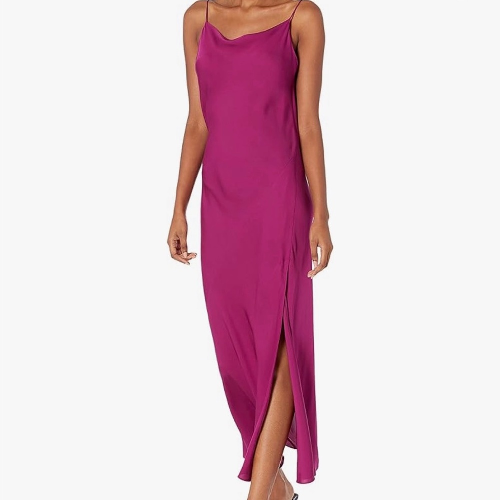 EUC Theory Magenta draped back pure Silk Slip dress Sz 8